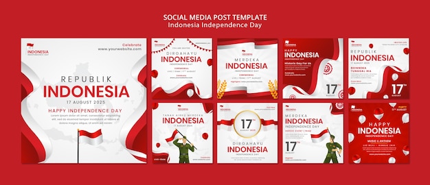 Free PSD flat design indonesia independence day template