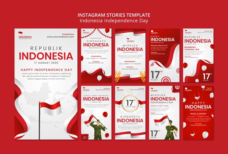 Free PSD flat design indonesia independence day template