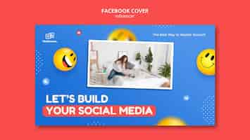 Free PSD flat design influencer facebook cover template