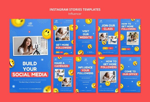 Free PSD flat design influencer instagram  template