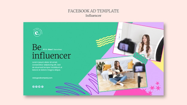 Free PSD flat design influencer job facebook template