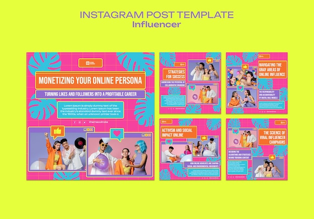 Flat design influencer job instagram posts