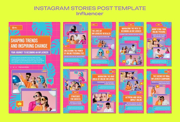 PSD gratuito storie di lavoro su instagram per influencer dal design piatto