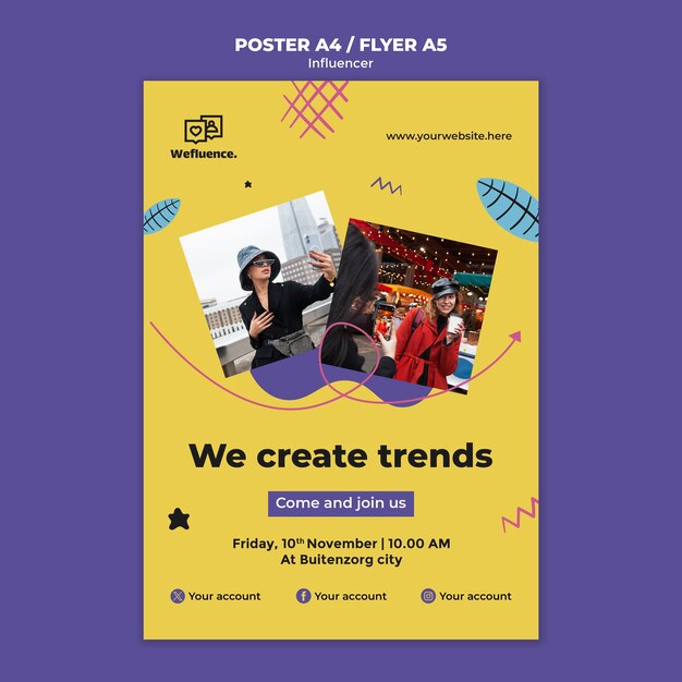 flat design influencer job poster template