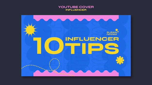 Flat design influencer job youtube cover template