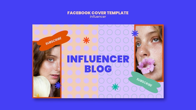 PSD gratuito copertina di facebook per il marketing di influencer dal design piatto