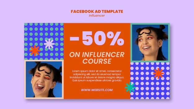 Free PSD flat design influencer marketing facebook template