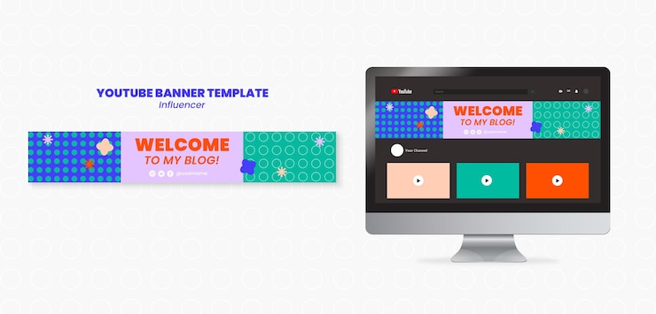 Free PSD flat design influencer marketing youtube banner