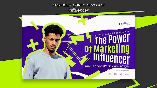 PSD gratuito copertina facebook di strategia di influencer design piatto