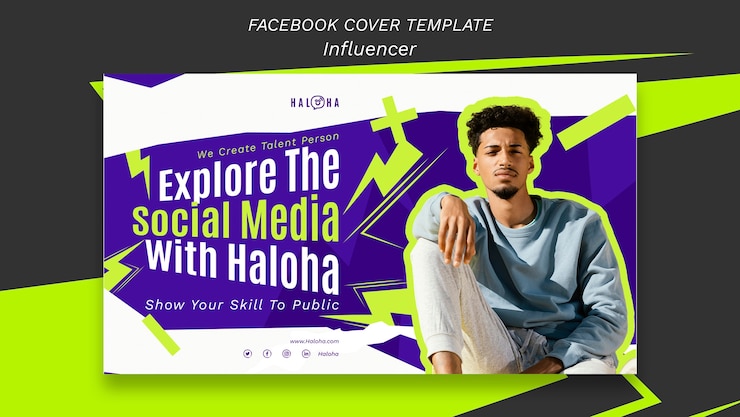 Free PSD flat design influencer strategy facebook cover