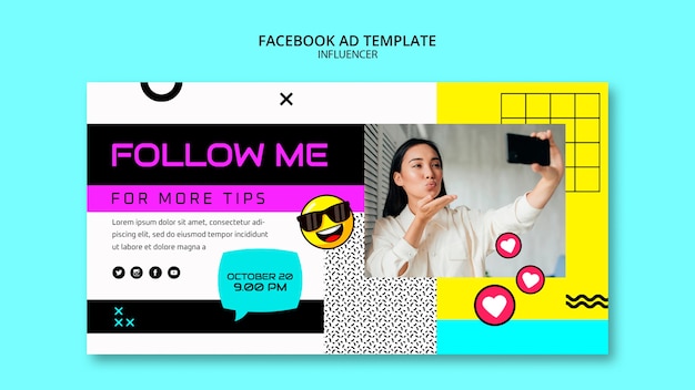 Flat Design Influencer Template – Free Download PSD Template