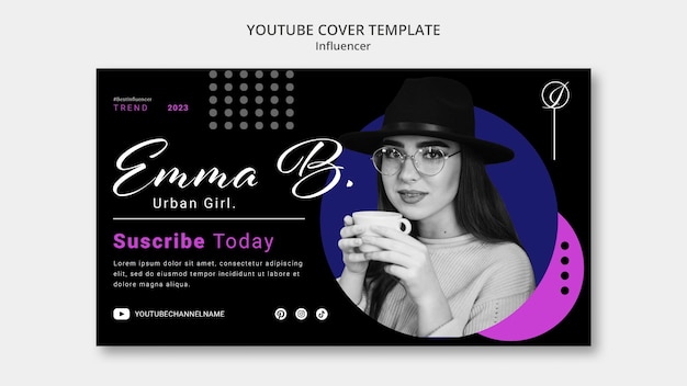 Free PSD flat design influencer template