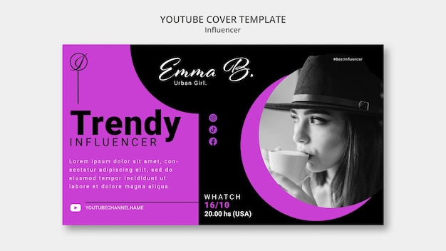 Free PSD flat design influencer template