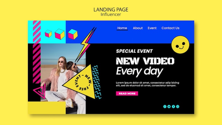 Free PSD flat design influencer template
