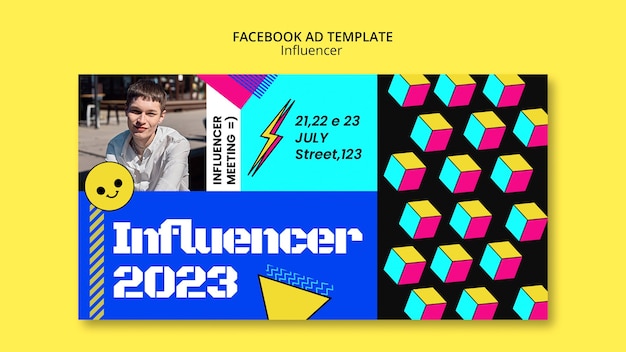 PSD gratuito modello di influencer dal design piatto