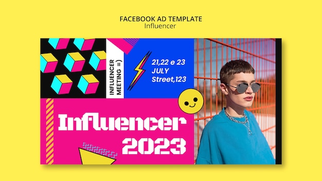 Free PSD flat design influencer template