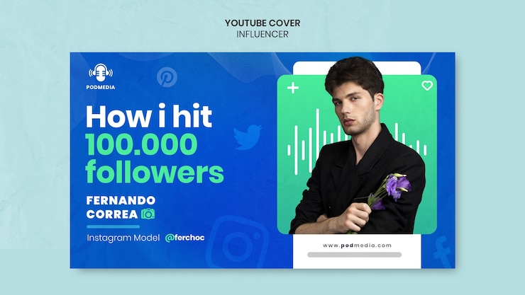 Free PSD flat design influencer template
