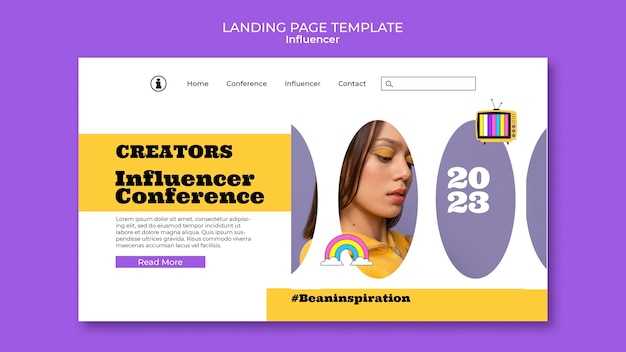 Free PSD flat design influencer template