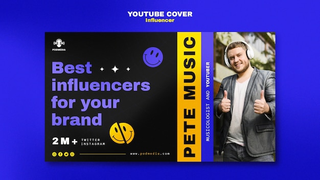 Free PSD flat design influencer template