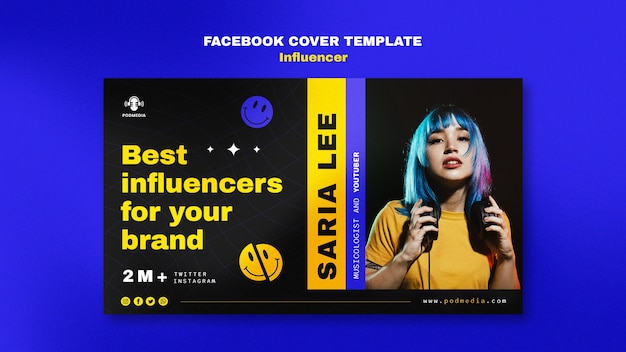 Free PSD flat design influencer template