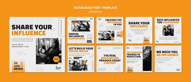 Flat design influencer template