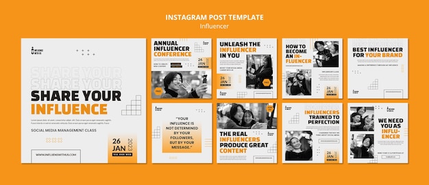 Free PSD flat design influencer template