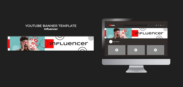 Free PSD flat design influencer template