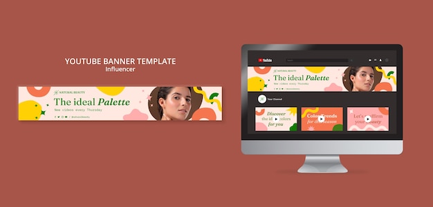 Free PSD flat design influencer youtube template