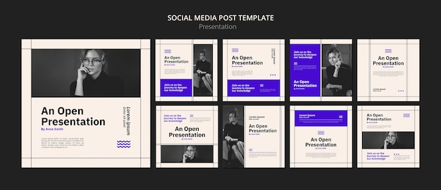 PSD gratuito modello di presentazione post instagram design piatto