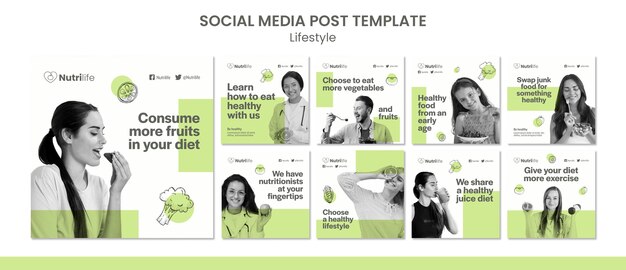 flat design of instagram posts lifestyle template
