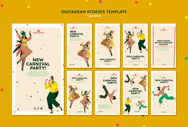 flat design instagram stories carnival template