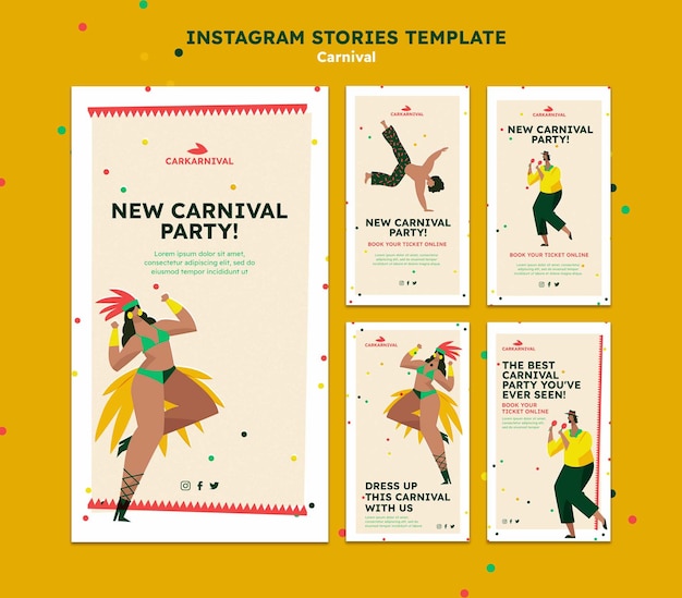 Flat design instagram stories carnival template