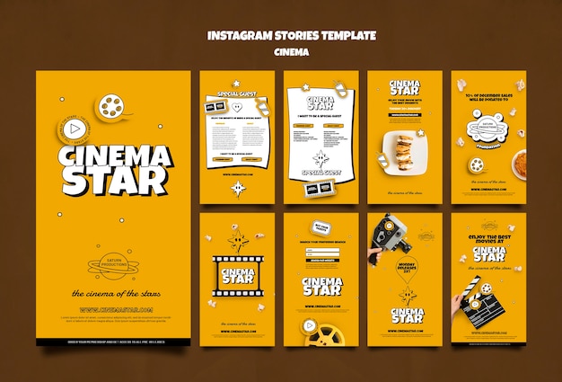 Flat design instagram stories cinema inspired template Free Psd