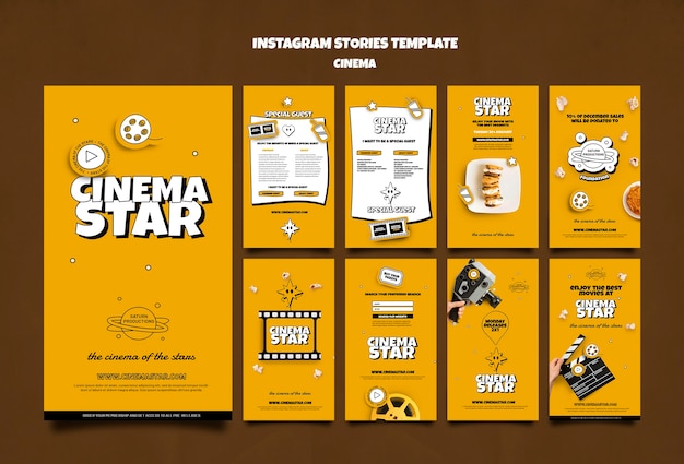 평면 디자인 인스 타 그램 이야기 영화 영감 템플릿