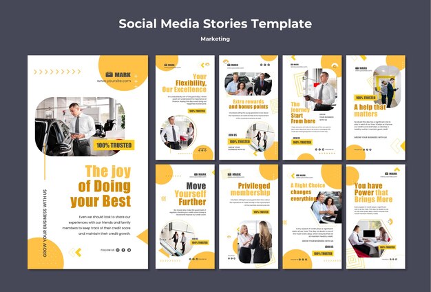 Flat design instagram stories marketing template