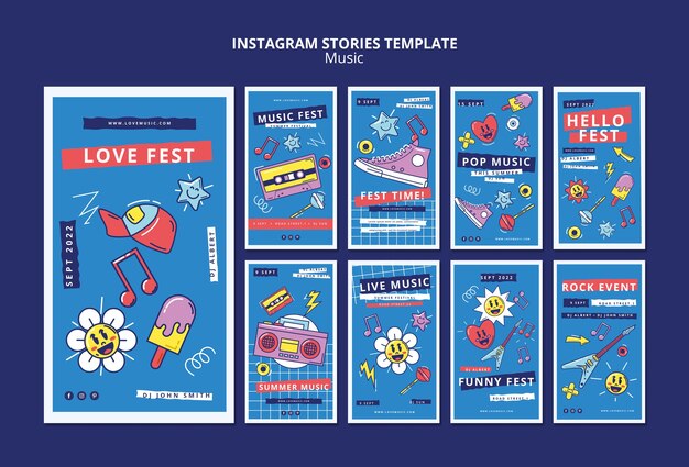 Flat design instagram stories music template