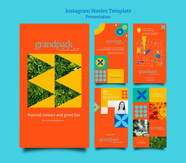 Шаблон презентации рассказов instagram в плоском дизайне