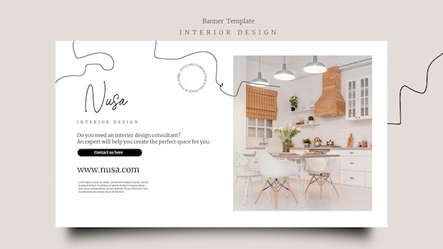 Flat design interior design banner template