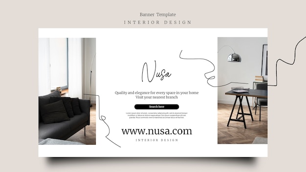 PSD gratuito modello di banner di interior design design piatto