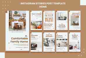 PSD gratuito progettazione di interni piatti storie instagram