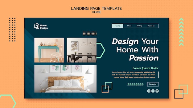 Free PSD flat design interior design template