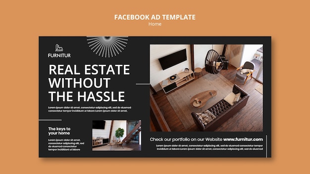 Free PSD flat design of interior design template