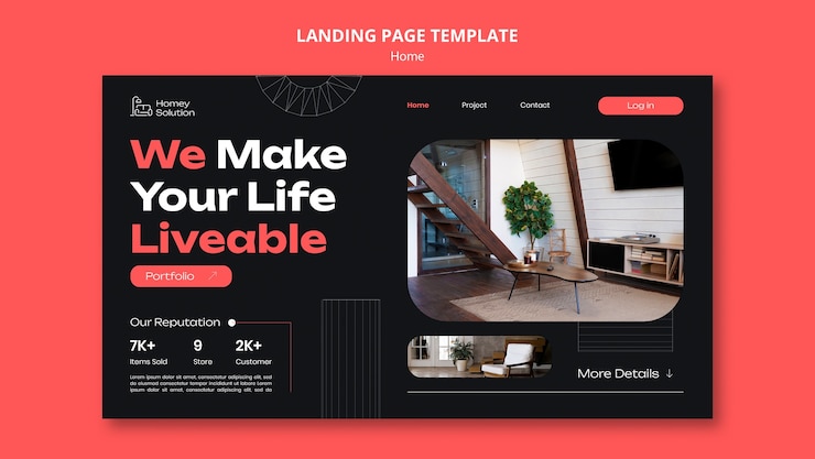 Free PSD flat design interior design template