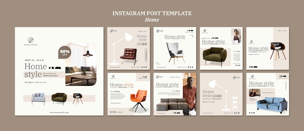 Flat design interior design template
