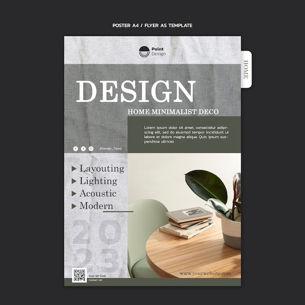 PSD gratuito modello di interior design di design piatto