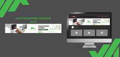 Free PSD flat design interior design youtube banner template