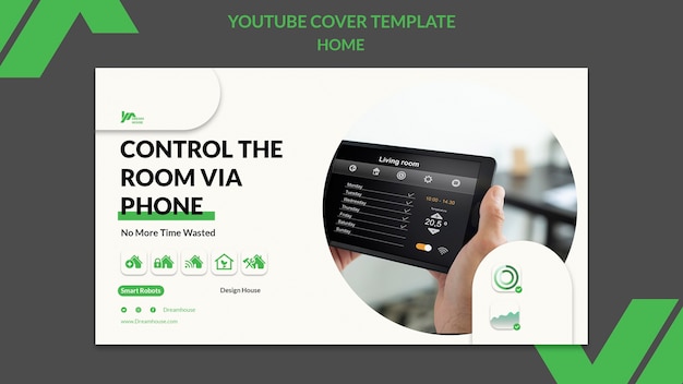 Flat design interior design youtube cover template