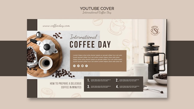 Flat design international coffee day template