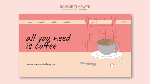 Flat design international coffee day template