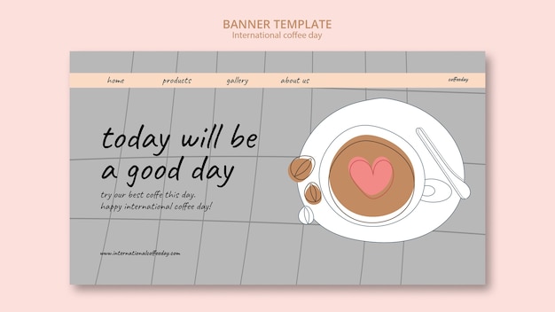 Free PSD flat design international coffee day template